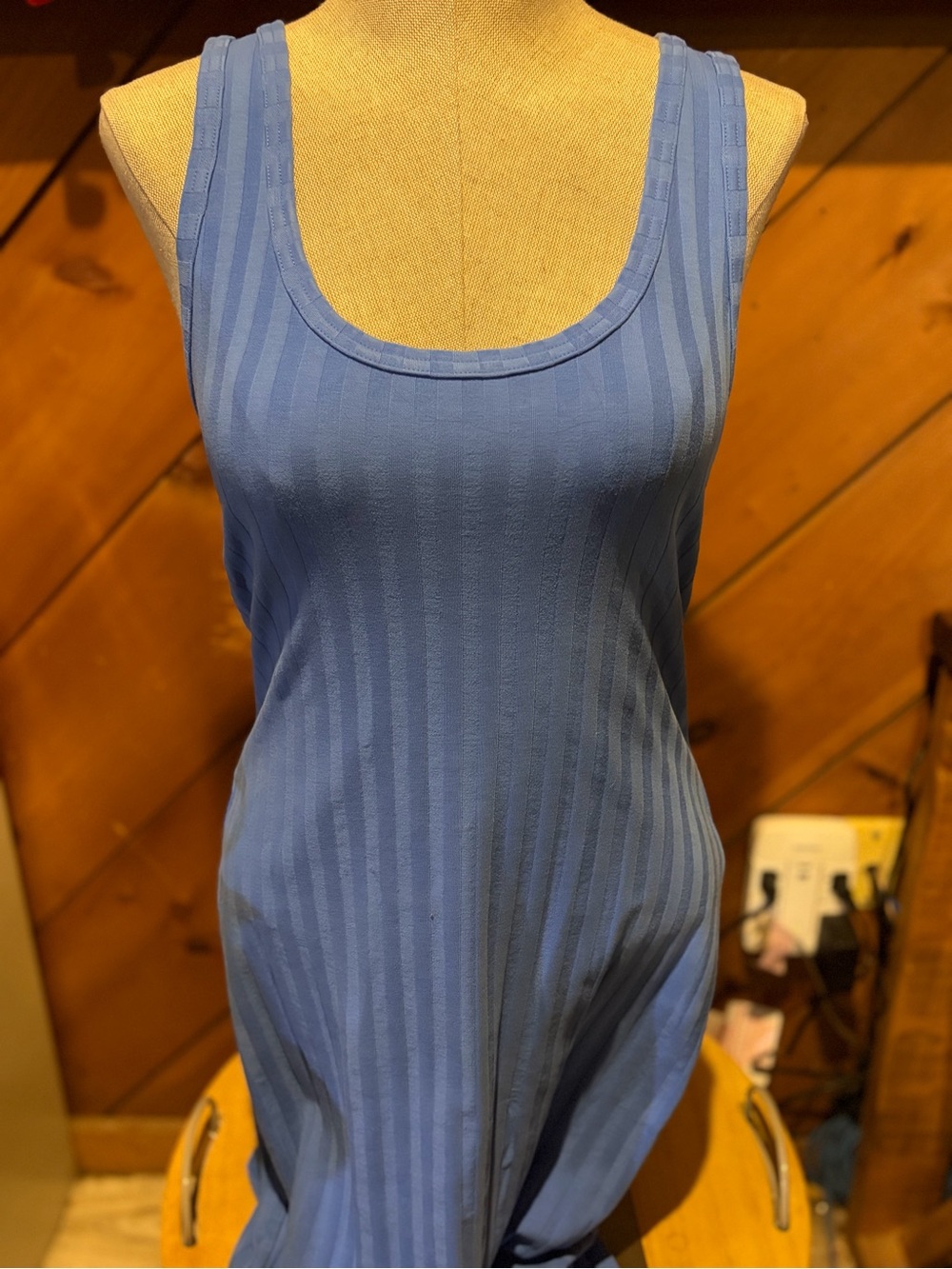 aerie Blue Ribbed Scoop Floor Length Dress